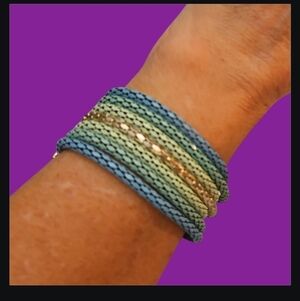 OCEAN Colored Layered Mesh Chain Wide Bracelet